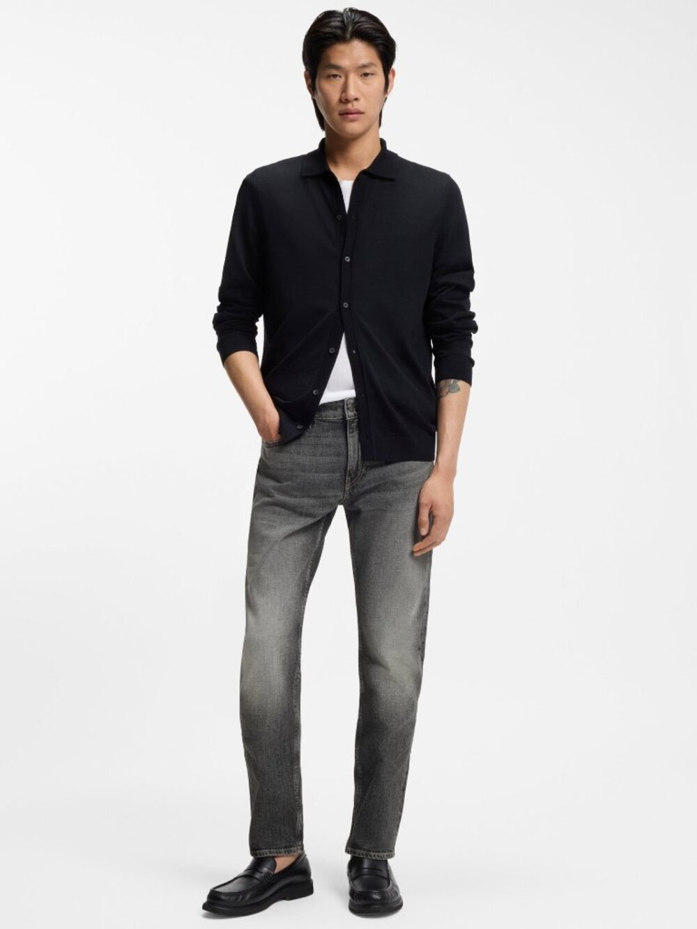 Share NWT BOSS Dark Grey Men's Delaware Slim-Fit Jeans Stretch Denim Pants 30/32